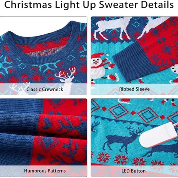 Men/Women Light Up Knitted Ugly Christmas Sweater with Multi-Colore - Picture 10 of 10
